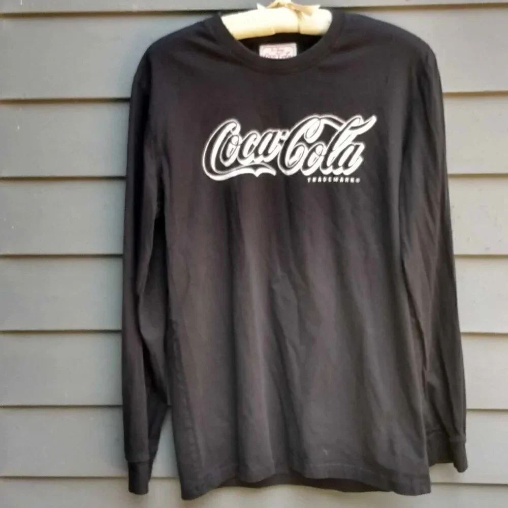 Mens Black White Red Jacket Coca Cola Long Sleeves Tee Large